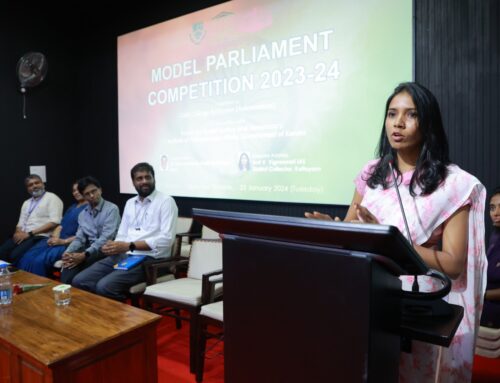 CMS College In partnership with Forum for Social Justice and Democracy and Institute of Parliamentary Affairs Government of Kerala, organized a Model Parliament Competition 2023-2024