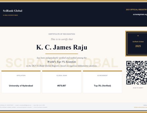 Our distinguished alumnus, Dr. K. C. James Raju, on being recognized among the World’s Top 5% Scientists.